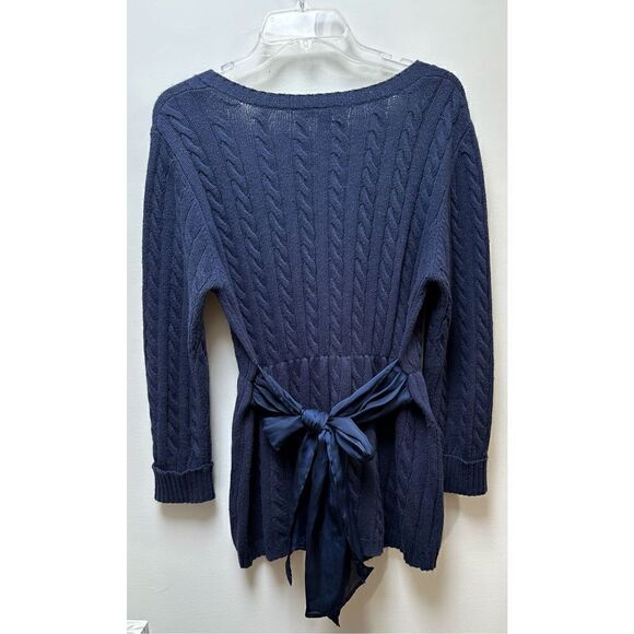 Boston Proper women’s navy sweater with a satin bow ties in back size S #23-0628 - Picture 2 of 4